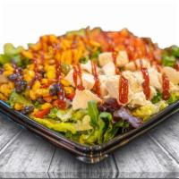 Smoked Greens Bbq Chicken Salad · Grilled chicken, mixed greens crispy cheddar onions, diced tomatoes, corn, black beans, chip...