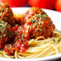 Skipjack Spaghetti & Meatballs · Spaghetti, Marinara Sauce & Meatballs.