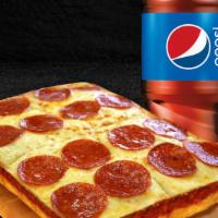 1 Topping Pizza Lunch Combo · Includes one topping pan pizza and 20 oz. soda