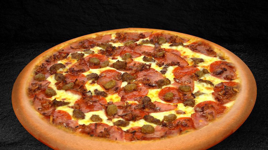 Large Piara Meat Lovers Pizza · Pepperoni, Ham, Sausage, Beef and Bacon