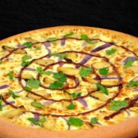 Large Bbq Chicken Pizza · Chicken topping, BBQ sauce red onions, and cheese. Fresh dough made daily.