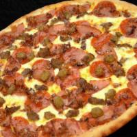 Large Thin Crust Meatlovers · Pepperoni, Ham, Sausage, Beef and Bacon