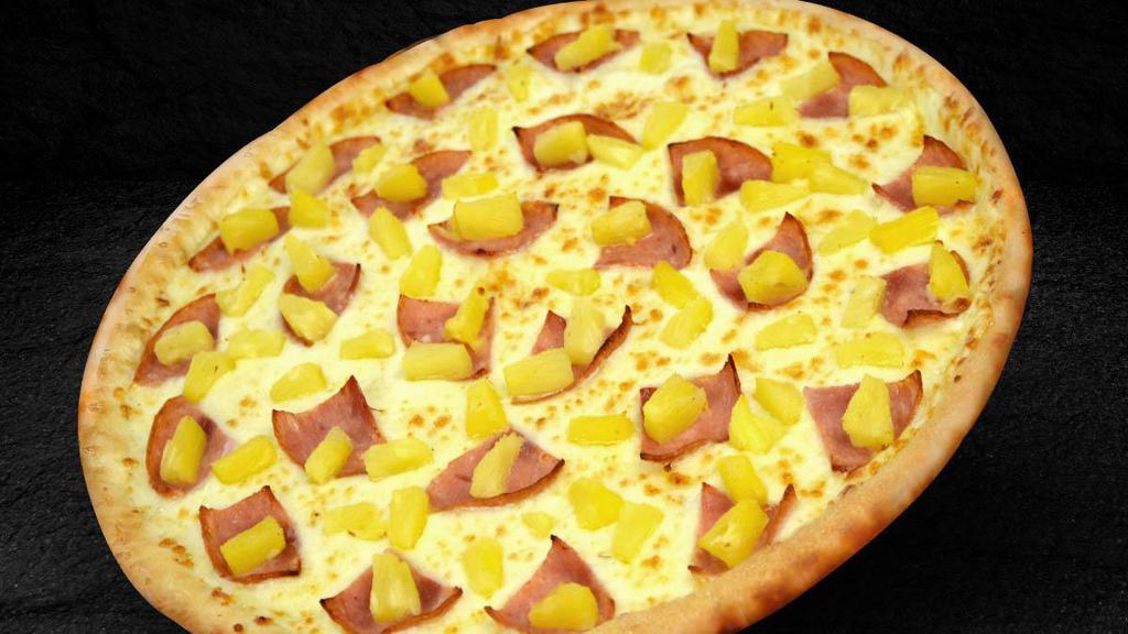 Large Thin Crust Hawaiin Pizza · Ham, Pineapple and Extra Cheese