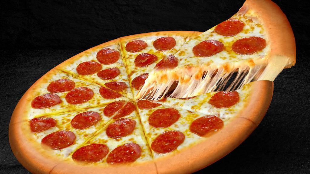 Large Stuffed Crust Pepperoni Pizza · Fresh dough made daily. Thin Sliced Pepperoni and 100% Mozzarella Cheese