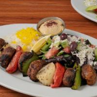Mushroom Kabob · Charbroiled White Elder Mushrooms, Roma Tomatoes, Onions and Bell Peppers. Served with your ...