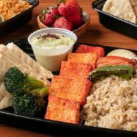 Tofu Ka-Box · Charbroiled Organic Tofu with Grilled Vegetables, Broccoli and Pita Bread. Served with Your ...