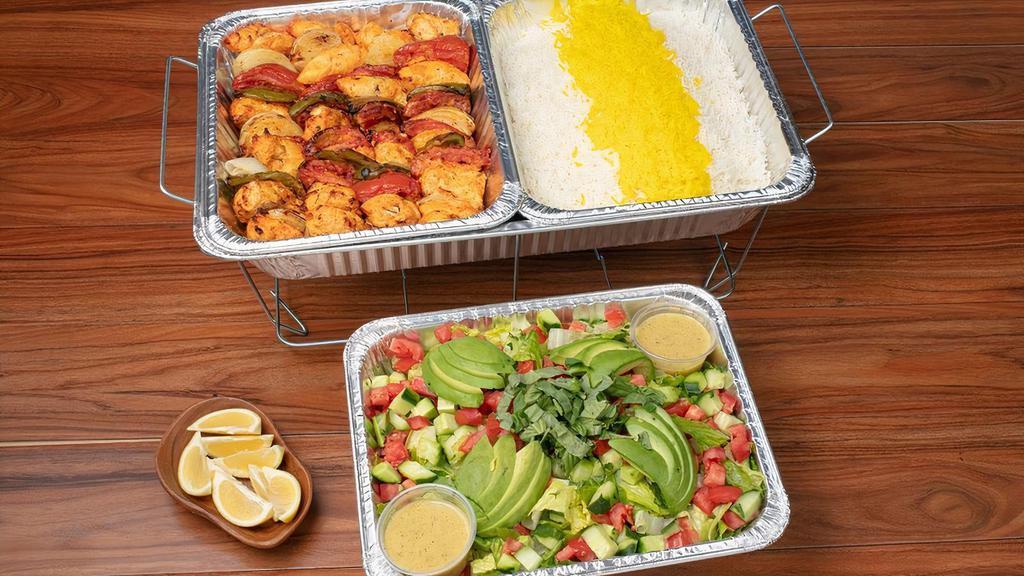 Family Combo (4) · 4 Chicken Skewers Served with Choice of Any Two Sides. Feeds up to 6 people.
