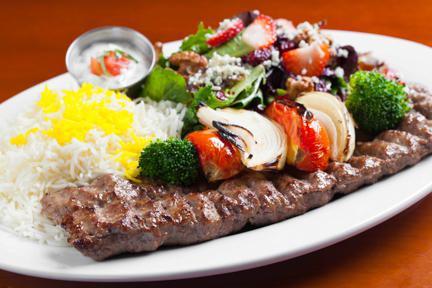 1 Flat Iron Steak Skewer · All-Natural, ABF (Antibiotic & Hormone Free) Flat Iron Steak with Grilled Vegetables