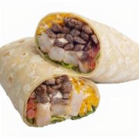 Surf -N-Turf  Burrito · Grilled shrimp, angus steak, lettuce, cheese, salsa fresca and special sauce