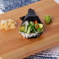 Veggie Hand Roll · Chef’s selection of vegetables, wrapped in nori.