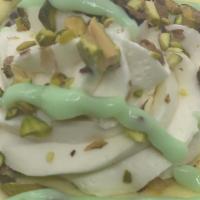 Lv Pistachio Cheesecake · Chopped Pistachios and Homestyle Pistachio Pudding baked inside Chef Jeff's Original Cheesec...
