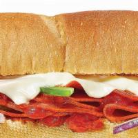 Pizza Sub (1160 Cals) · Hot outta the oven, it’s the Pizza Sub. Enjoy spicy pepperoni, piled high and layered with m...