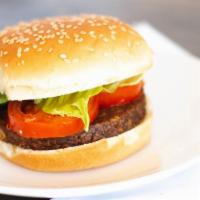 Veggie · Grilled golden brown and served with sautéed onions, lettuce, tomatoes and Pete’s burger sau...