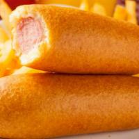 Corn Dog · Corn dog, with your choice of dipping sauce.