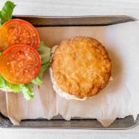 Crispy Chicken Sandwich · Crispy 'chicken' patty, lettuce, tomato, 'mayonnaise', pickles served on potato bun.. -GFO: ...
