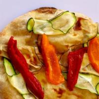 Veggie Pizza · Mixed grill eggplants, zucchini, bell peppers, onion, and extra virgin olive oil.