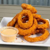 Onion Rings · Hand cut and dipped Fresh Onion Rings.