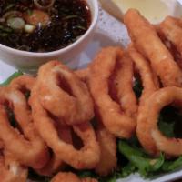 Fried Calamari · Served with red daikon, green onions, and ponzu sauce.