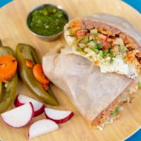 Vegetarian Burrito · Cooked beans, real Monterrey Jack cheese, Mama’s tomato, rice, lettuce, fresh guacamole with...