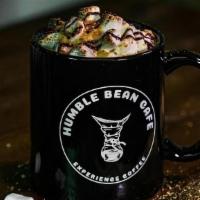 Campfire Latte · Non-caffeinated drink with Ghirardelli mocha topped with whip, marshmallows, graham cracker ...