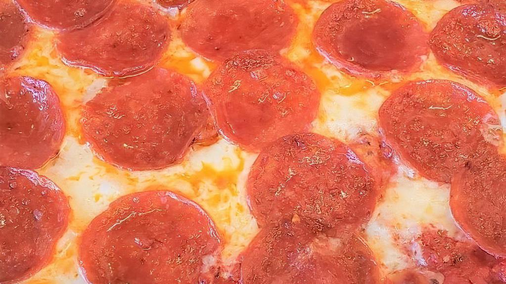 Pepperoni Pizza · house made red sauce, shredded mozzarella, pepperoni