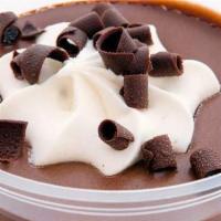 Chocolate Mousse · chocolate mousse made with belgian semi-sweet chocolate, and topped with whipped cream and i...