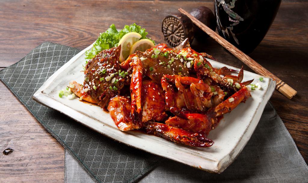 Spicy Raw Crab · Raw crab marinated with special spicy house sauce. (양념게장)