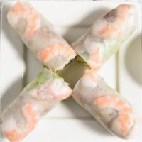 Spring Rolls · Shrimp, pork, vermicelli noodles, bean sprouts, mint, and lettuce rolled in a thin rice pape...