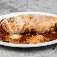 Super Burrito Meat · Size twelve flour tortilla, choice of meat, cheese, sour cream, beans, rice, guacamole, lett...