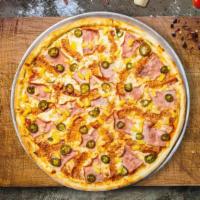 Tropical Heat Pizza  · Fresh pineapples, ham, mozzarella, and spicy jalapenos baked on a hand-tossed dough
