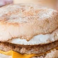Sausage Egg Macmuffin · Egg, sausage, melted cheese on an English muffin