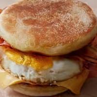 Bacon Egg Macmuffin · Egg, American cheese, bacon and English Muffin