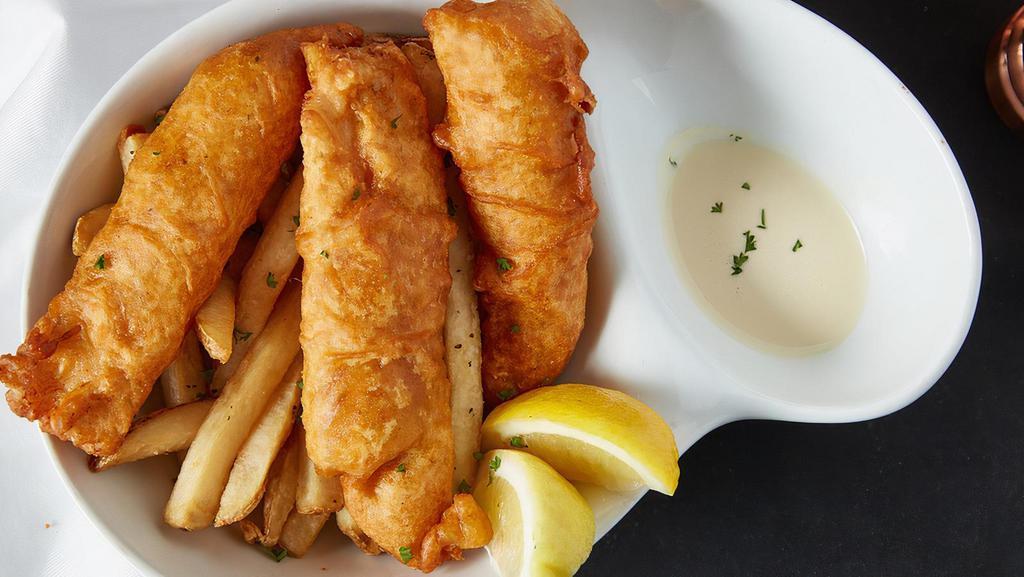 Fish & Chips · Battered cod, house-made tartar sauce, served with french fries