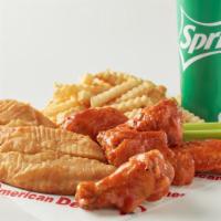 Fish Combo (5Pc Wing & Drink) · CAN NOT REQUEST ALL FLATS OR ALL DRUMS FOR WINGS.
CAN NOT MIX SAUCE OR HAVE HALF OF ONE SAUC...