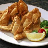 6 Crab Rangoons · 6 deep fried won ton chips, stuffed with crab and cream cheese. 6 will not be enough, just FYI