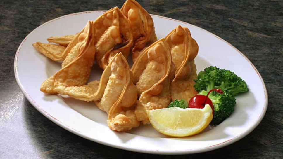 6 Crab Rangoons · 6 won ton chips, stuffed with crab and cream cheese....deep fried.