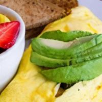 Californian Omelette · Onions, Red & Green Bell Peppers, Zucchini, Broccoli, Spinach, Tomatoes, and Jack Cheese top...