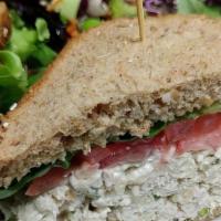 Tuna Salad Sandwich · Albacore Tuna mixed with Celery, Sunflower Seeds and Mayo served with Lettuce, Tomato and Sp...