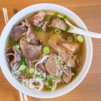 Beef Combination Dac Biet Noodle Soup · Includes all the cuts of beef: rare steak, brisket,  tendon,  tripe,  and meat ball!