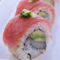 Ro Ro Roll (8Pc) · Yellowtail, avocado roll, topped with tuna, green onion and a ponzu sauce.