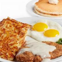 Country Fried Breakfast & Eggs · Served with 2 Farm-Fresh Eggs, Golden Hash Browns or Fresh Fruit, and your choice of Toast, ...