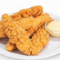 Chicken Tenders · 6 Chicken Tenders served with Honey Mustard Sauce for dipping or Buffalo Style with your cho...