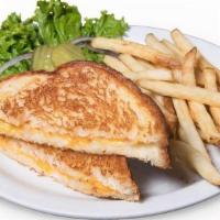 Three Cheese Melt  · Melted Jack, American & Cheddar. Cheese on grilled White Bread.  Includes your choice of Fre...