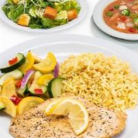 Grilled Lemon Pepper Chicken · Chicken Breast grilled with zesty Lemon-Pepper seasoning & served with fresh Lemon. Includes...