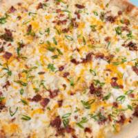 Mac & Cheese Pie (Medium) · Creamy blend of cheddar, mozzarella and Asiago cheese with macaroni, bacon, scallion and bre...