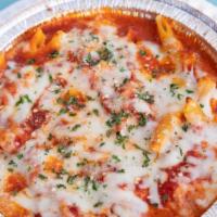 Baked Ziti · Penne with layers of ricotta, mozzarella and romano cheese.