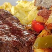 New York Steak & Eggs · 3 Eggs any style & a juicy center cut New York steak cooked to order, served with Marmalade ...