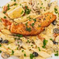 Grilled Salmon Pasta · 