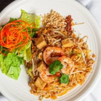 Bangkok Pad Thai · Popular choice and spicy. Thai style spicy pan-fried rice noodles with chicken, shrimp, tofu...
