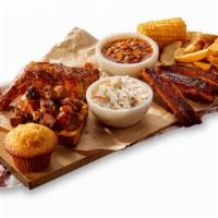 Founders Feast · Georgia Chopped Pork, ¼ Country-Roasted or BBQ Chicken, 3 St. Louis-Style Spareribs, Sweet C...